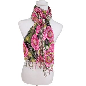 Floral Pink and Green Scarf